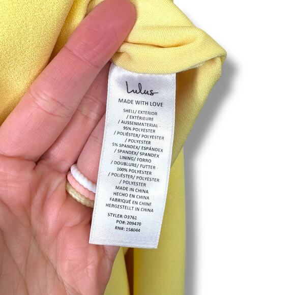 Lulus NWOT Twist and Make Up Light Yellow One-Shoulder Bodycon Midi Dress Small - Picture 9 of 9
